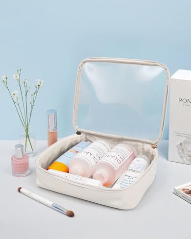 Small Clear Makeup Bags for Purse-Mini Clear Toiletry Bag,Travel Size Toiletries Clear Cosmetic Bags Travel Essentials Beach Bag Car Pool Accessories for Women Men (Mini White) in Kuwait