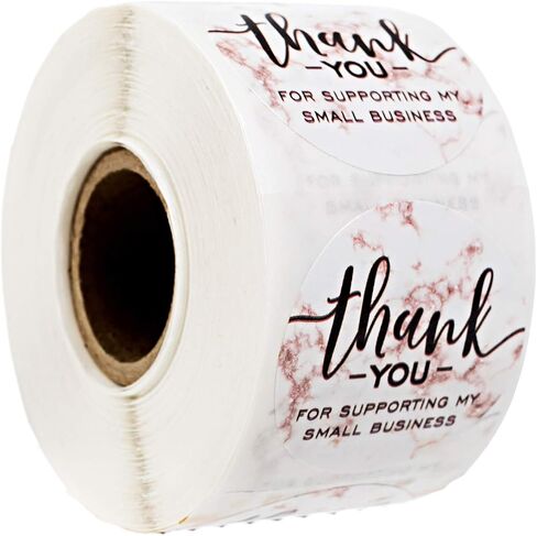 2" Black Kraft Thank You for Supporting My Business Stickers / 500 Brown Kraft Small Business Labels/Customer Appreciation Thanks Round Package Envelope Seals/Made in The USA in Saudi Arabia