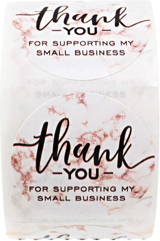 2" Black Kraft Thank You for Supporting My Business Stickers / 500 Brown Kraft Small Business Labels/Customer Appreciation Thanks Round Package Envelope Seals/Made in The USA in Saudi Arabia