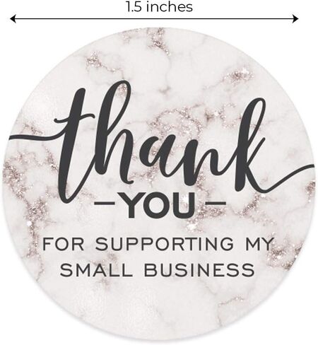 2" Black Kraft Thank You for Supporting My Business Stickers / 500 Brown Kraft Small Business Labels/Customer Appreciation Thanks Round Package Envelope Seals/Made in The USA in Saudi Arabia