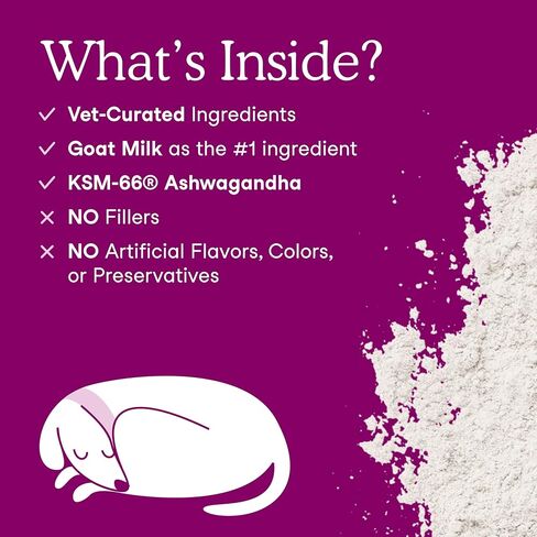 Fera Pets Goat Milk - Calming Supplement for Dogs & Cats - Ashwagandha, L-Theanine, & Passion Flower - Supports Anxiety Relief & Relaxation - for Picky Eaters - 60 TSP in Saudi Arabia