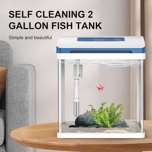 Betta Fish Tank 2 Gallon Glass Aquarium Starter Kit و Small Fish Tank with Filter and Light. in Kuwait