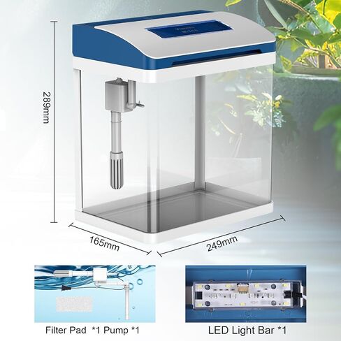 Betta Fish Tank 2 Gallon Glass Aquarium Starter Kit و Small Fish Tank with Filter and Light. in Kuwait