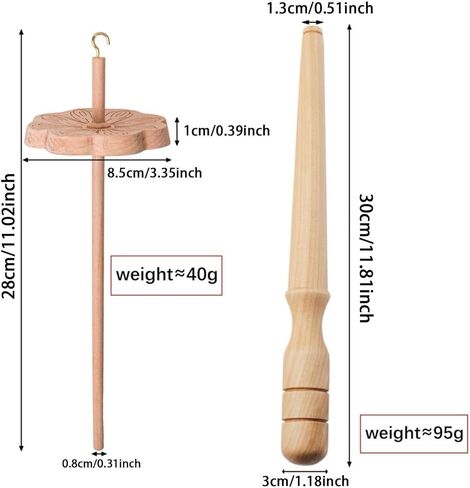 Flower Shape Drop Spindle Wooden Hand Carved Yarn Wheel for Knitting Felting Crochet Woven Sewing Projects Portable Craft Tool 11.02x3.35 Inch- with Wool Strips in Kuwait
