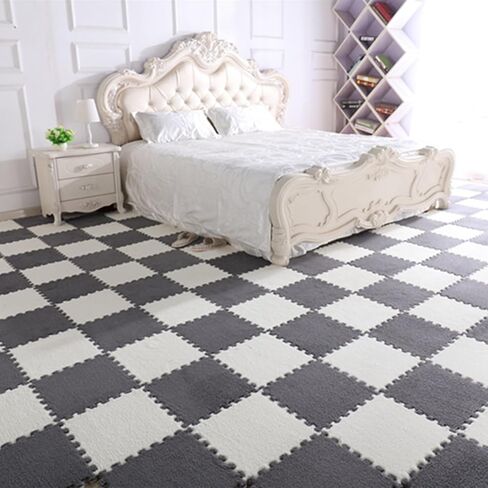 15 PCS FOAM FOAM FLOOR PLUSH FOAM FOAM MAT EVA FOAM Square Square Interlocking Parming with Border Pluffy Pluffy Pluffy Anti Glivsaws Playmats Floormats （12x12x0.4inch） in Kuwait