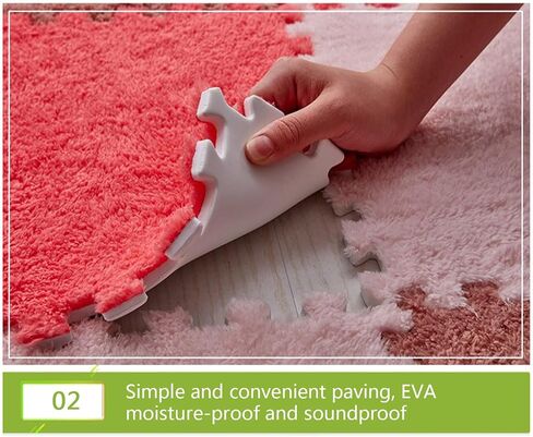 15 PCS FOAM FOAM FLOOR PLUSH FOAM FOAM MAT EVA FOAM Square Square Interlocking Parming with Border Pluffy Pluffy Pluffy Anti Glivsaws Playmats Floormats （12x12x0.4inch） in Kuwait