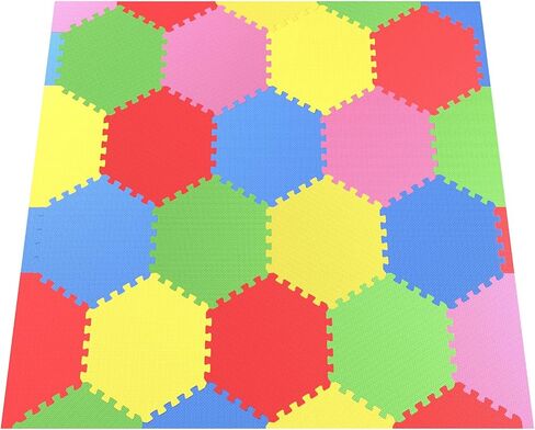 Angels 31 pcs Foam Play Mats, Colorful Hexagon Interlocking Puzzle playmat Tiles Multi Use, Create & Build A Safe Play Area, eva Non-Toxic Floor for Children Toddler Infant Kids Baby Room & Yard in Kuwait