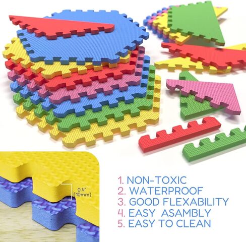Angels 31 pcs Foam Play Mats, Colorful Hexagon Interlocking Puzzle playmat Tiles Multi Use, Create & Build A Safe Play Area, eva Non-Toxic Floor for Children Toddler Infant Kids Baby Room & Yard in Kuwait