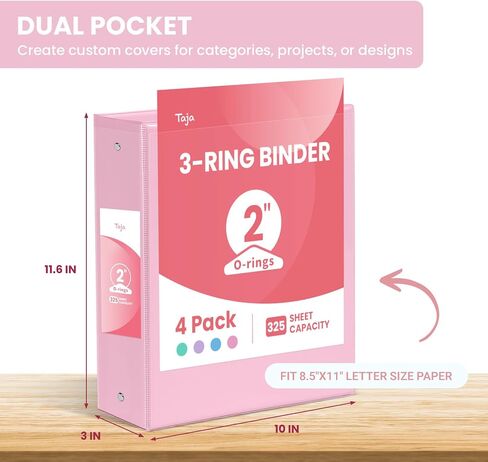 1 Inch Binders 3 Ring 4 Pack, PVC Free View Binder (Fits 8.5" x 11" Letter Size Papers), Perfect for School & Office Supplies, Pastel Colors in Saudi Arabia