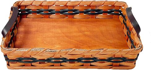 Amish Baskets Hot Dish/Cake Server Solid Oak Basket With Leather Handles (Red) in Kuwait