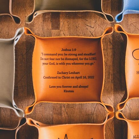 Custom Personalized Leather Catchall Tray for Boys - Ideal Religious Confirmation or Keepsake Gift - Perfect for Jewelry, Keys, and More - CLICK THE CUSTOMIZE BUTTON TO ORDER NOW in Saudi Arabia