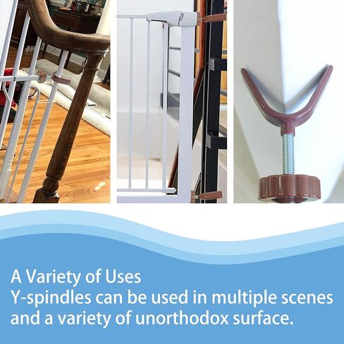 محول Baby Gate Banister محول Y-Spindle-M8 (8 ملم) للضغط على بوابات سلامة الأطفال ذات الضغط والحيوانات الأليفة مع مسامير ومسامير طويلة على الجدار الطويل قضيب ومسامير (Y-GREY-2) in Kuwait