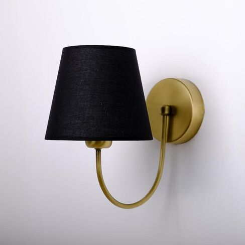 Wall Sconce – Minimalist Wall Lamp - Bedside Wall Light, Compatible with E26/E27 Bulb, Hardwired, Perfect for Bedroom, Living Room, and Hallway Lighting (Vintage Brass, Cream) in Saudi Arabia
