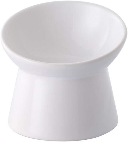 White Small Ceramic Raised Cat Bowls, Tilted Elevated Food or Water Bowls, Stress Free, Backflow Prevention, Dishwasher and Microwave Safe, Lead & Cadmium Free in Saudi Arabia