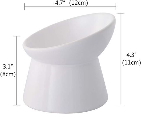 White Small Ceramic Raised Cat Bowls, Tilted Elevated Food or Water Bowls, Stress Free, Backflow Prevention, Dishwasher and Microwave Safe, Lead & Cadmium Free in Saudi Arabia