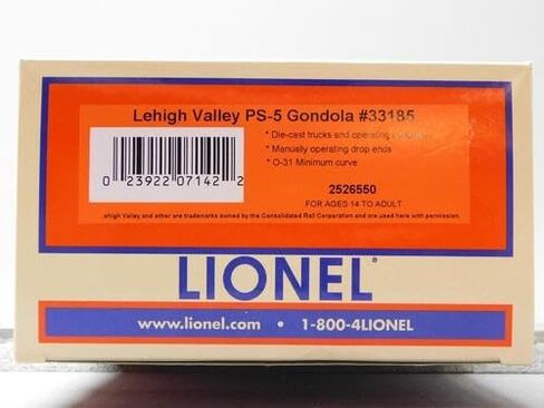 Lionel Lehigh Valley LV PS-5 Gondola #33185 O Gauge Train Car 2526550 in Saudi Arabia