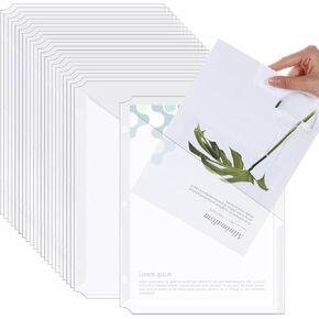 48 Pcs Binder Pockets for 3 Ring Binder Clear Plastic Folders Sleeves 3 Hole Punch Document Dividers Poly Slash File Jacket Organizer with Pockets for Office Home School, Clear in Kuwait