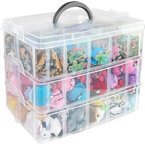 Guyuyii 3 مستويات منظمي الخرز القابلة للتكديس والتخزين مع 30 مقصورة قابلة للتعديل - مثالية لألعاب الأطفال ، وصياغة ، وإمدادات الخياطة ، والمجوهرات ، وقطع ليغو | Portable Handle for Travel, Classroom in Kuwait