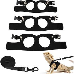 3pcs Bearded Dragon Harness & Leash Set, 3 Sizes Lizards Training Walking Leather Adjustable Soft Leather Lizard Vest Carrier Walking Traction Rope for Small Reptiles Animal Squirrels in Kuwait
