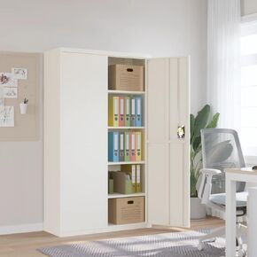 Stylish and Durable Lockable File Cabinet for Office Organization, 4 Adjustable Shelves, Powder-Coated Steel, White in Kuwait