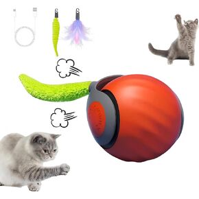 2025 Newly upgraded version 3.0 Cat Toys, Cool Intelligent Interactive Cat Ball for Indoor Bored Cats, Automatic Rolling Ball 3.0 Puzzle Toy, Electronic Rolling Pet Chase (Blue + Orange - 2pcs) in Saudi Arabia