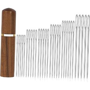 30x دبابيس خياطة كبيرة للعين مع حجة تخزين خشبية دبابيس دبابيس الفولاذ المقاوم للصدأ دبابيس حياكة تطريز يدوي in Kuwait