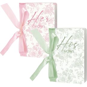Whaline Set of 2 Wedding Vow Books His and Her Vow Book Pink Green Floral Paper Notebook with Ribbon for Wedding Ceremony Bridal Shower Keepsake Gifts in Kuwait