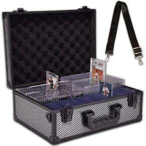 صندوق تخزين بطاقات محمول قابل للقفل مع قفل مفتاح مع مقبض وحزام الكتف لعملية التحميل والبطاقة المتدرجة وجمع الرياضة والتخزين والتداول in Kuwait