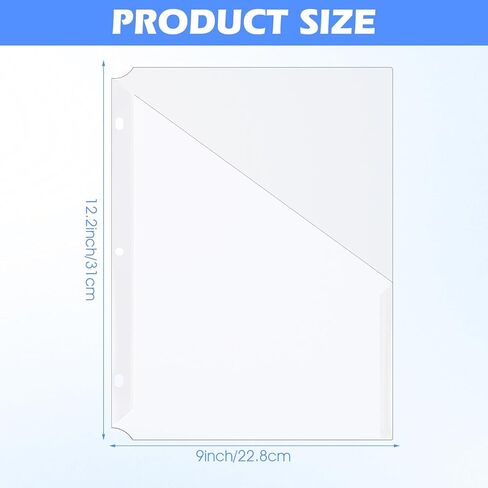 48 Pcs Binder Pockets for 3 Ring Binder Clear Plastic Folders Sleeves 3 Hole Punch Document Dividers Poly Slash File Jacket Organizer with Pockets for Office Home School, Clear in Kuwait
