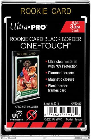 Ultra Pro - 35pt Rookie Black Border UV One -Touch Magnetic حامل | حالة عرض بطاقة التداول ، مستلزمات جامع البطاقات الرياضية ، واقي بطاقة الألعاب ، حامل بطاقة الحدود السوداء ، حالة البطاقة المغناطيسية in Saudi Arabia