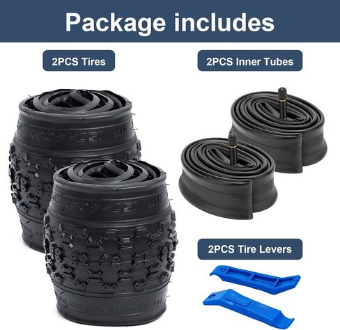YUNSCM 20" Bike Tires 20x2.125/57-406 and 20" Bike Tubes Schrader Valve with 2 Rim Strips Compatible with 20x1.95 20x2.0 20x2.10 20x2.125 20x2.20 20x2.25 Bike Bicycle Tires and Tubes (Y-1150) in Saudi Arabia