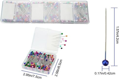 600pcs دبابيس خياطة لؤلؤة ملونة للنسيج ، دبوس خياطة اللحف 1.57 بوصة مع حبة إبرة سهلة القبضة 0.17 بوصة ، متعددة الألوان مع حامل إسفنجي ، دبابيس مستقيمة للخياطة للحرف اليدوية DIY in Kuwait