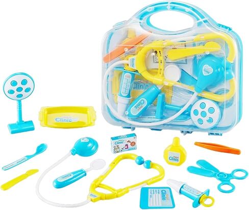 Toddler Doctor Kit - 12 قطعة وحمل Carry - Dr Pretend Play Toys Medical Toys ، تم تعيين أطباء الأطفال على 3-5 6-8 سنوات من العمر (Blue) in Kuwait