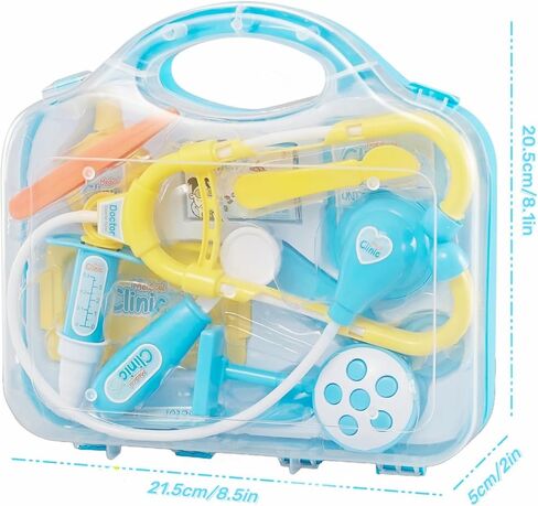 Toddler Doctor Kit - 12 قطعة وحمل Carry - Dr Pretend Play Toys Medical Toys ، تم تعيين أطباء الأطفال على 3-5 6-8 سنوات من العمر (Blue) in Kuwait