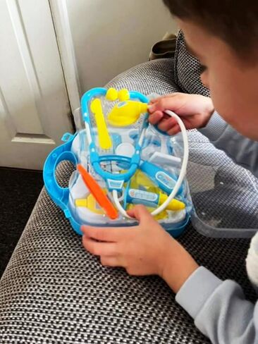 Toddler Doctor Kit - 12 قطعة وحمل Carry - Dr Pretend Play Toys Medical Toys ، تم تعيين أطباء الأطفال على 3-5 6-8 سنوات من العمر (Blue) in Kuwait