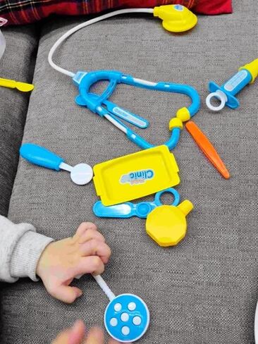 Toddler Doctor Kit - 12 قطعة وحمل Carry - Dr Pretend Play Toys Medical Toys ، تم تعيين أطباء الأطفال على 3-5 6-8 سنوات من العمر (Blue) in Kuwait