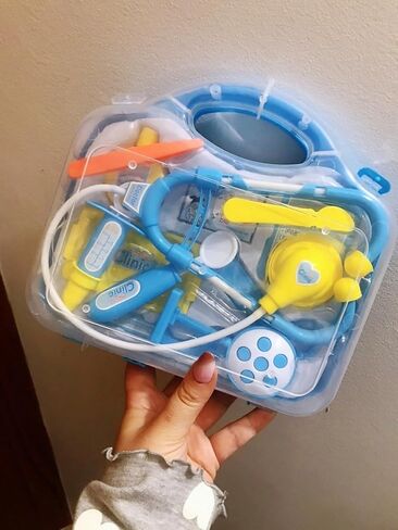 Toddler Doctor Kit - 12 قطعة وحمل Carry - Dr Pretend Play Toys Medical Toys ، تم تعيين أطباء الأطفال على 3-5 6-8 سنوات من العمر (Blue) in Kuwait