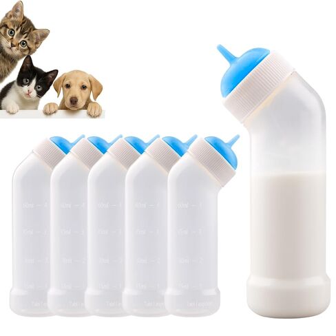 Pet Nursing Bottle for Newborn Animals,Kitten Bottle Feeding Kit Silicone Nipple for Kittens Puppys Rabbits Squirrel (Blue, Large) in Kuwait
