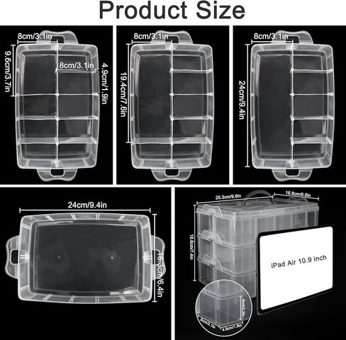 Guyuyii 3 مستويات منظمي الخرز القابلة للتكديس والتخزين مع 30 مقصورة قابلة للتعديل - مثالية لألعاب الأطفال ، وصياغة ، وإمدادات الخياطة ، والمجوهرات ، وقطع ليغو | Portable Handle for Travel, Classroom in Kuwait