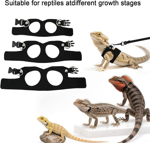 3pcs تسخير Dragon Harness & Leash ، 3 أحجام السحالي التدريب على المشي جلود قابلة للتعديل من الجلد الناعم السحلي الحاملة الحبل المشي للزواحف الصغيرة السناجب الحيوان in Kuwait