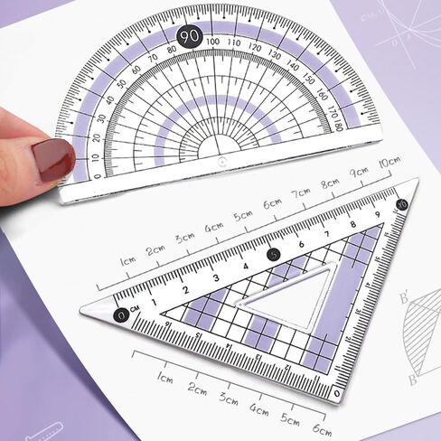 8 Pcs Pink Geometry Set Cute Compass Set with Maths Protractor Rulers, Math Set for Drawing Measuring Tools, Kawaii Ruler Kit for Class Women Girls School Supplies (Pink) in Kuwait