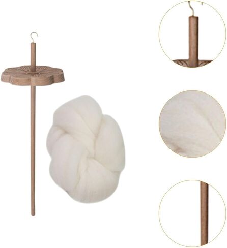 Top Whorl Drop Drop Landle Wood Wood Ginner Wheel مع صوف 11.02 بوصة للأداة الحرفية للدوار اليدوي in Kuwait