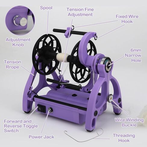 Electric Spinning Wheel, 12V Yarn Wrapping Machine with Speed Control and Forward/Reverse for Yarn Weaving and Mixed Roving Process in Saudi Arabia