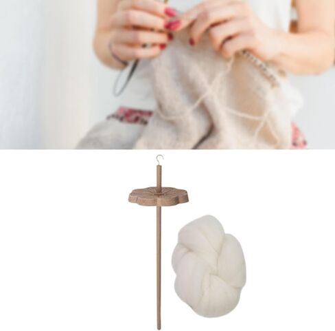 Top Whorl Drop Spindle Hand Carved Wood Yarn Spinner Wheel with Wool 11.02 Inch Yarn Winder for Hand Spinning Craft in Saudi Arabia