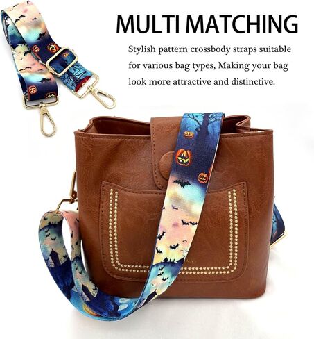 Dsigo Purse Strap, 1.5" Wide Gold Alloy Buckle Floral Printing Crossbody Shoulder Strap for Bag Handbag Crossbody Bags in Kuwait