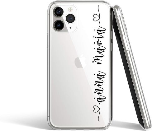 Custom Case For iPhone 12 Pro XR Xs Max 11 Pro Max 14 Pro Case Handwriting Clear Name Initials Monogrammed Cute Hearts Shockproof Protective Cover U194 in Saudi Arabia