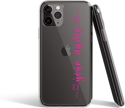 Custom Case For iPhone 12 Pro XR Xs Max 11 Pro Max 14 Pro Case Handwriting Clear Name Initials Monogrammed Cute Hearts Shockproof Protective Cover U194 in Saudi Arabia