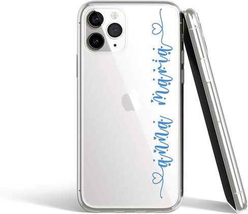Custom Case For iPhone 12 Pro XR Xs Max 11 Pro Max 14 Pro Case Handwriting Clear Name Initials Monogrammed Cute Hearts Shockproof Protective Cover U194 in Saudi Arabia