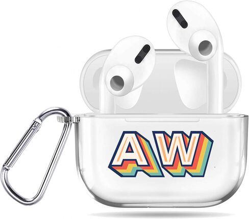 أحرف ثلاثية الأبعاد Case for AirPods 2 Pro مع سلسلة مفاتيح Clear Clear Detective Monogron Monogron for Pods 1 2 3 AP58 in Kuwait