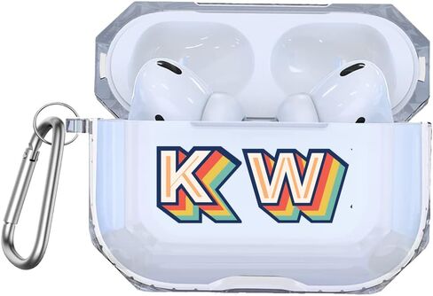 أحرف ثلاثية الأبعاد Case for AirPods 2 Pro مع سلسلة مفاتيح Clear Clear Detective Monogron Monogron for Pods 1 2 3 AP58 in Kuwait